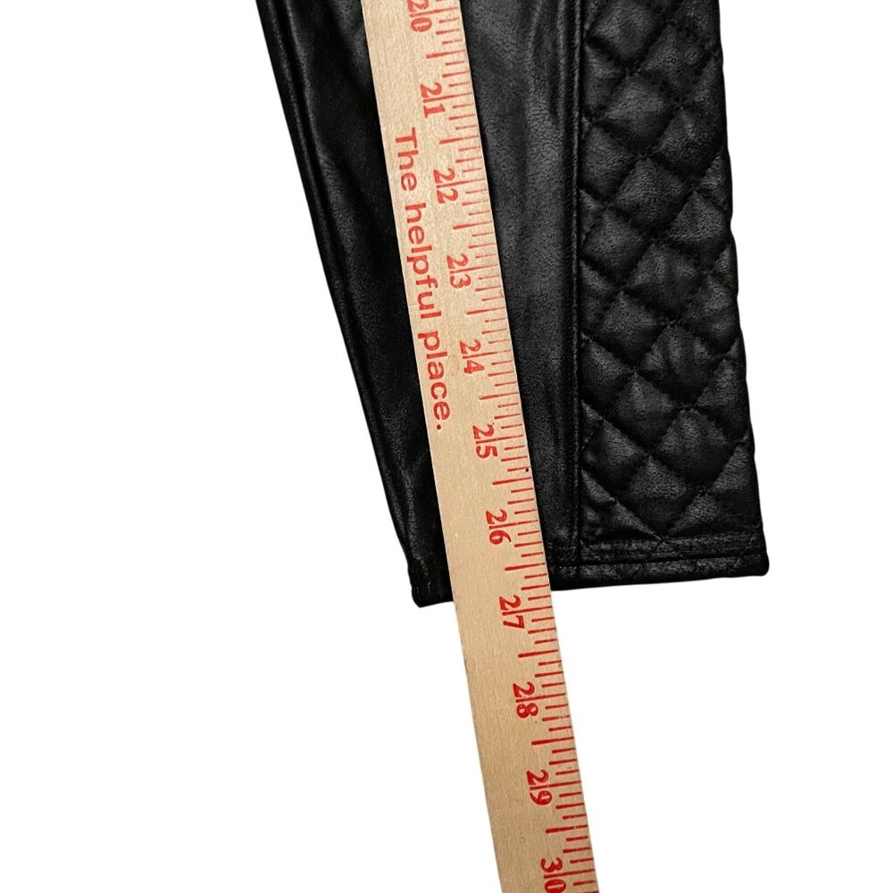 Spanx Quilted Faux Leather Shiny Moto Leggings Women's Size Large Black - Picture 13 of 13